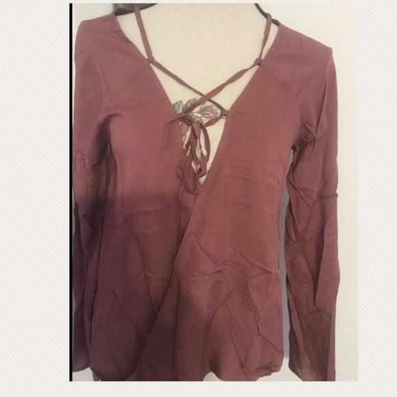 ❌DONATED❌Brick Mauve Tie Front Surplice Tunic Top - Picture 6 of 12